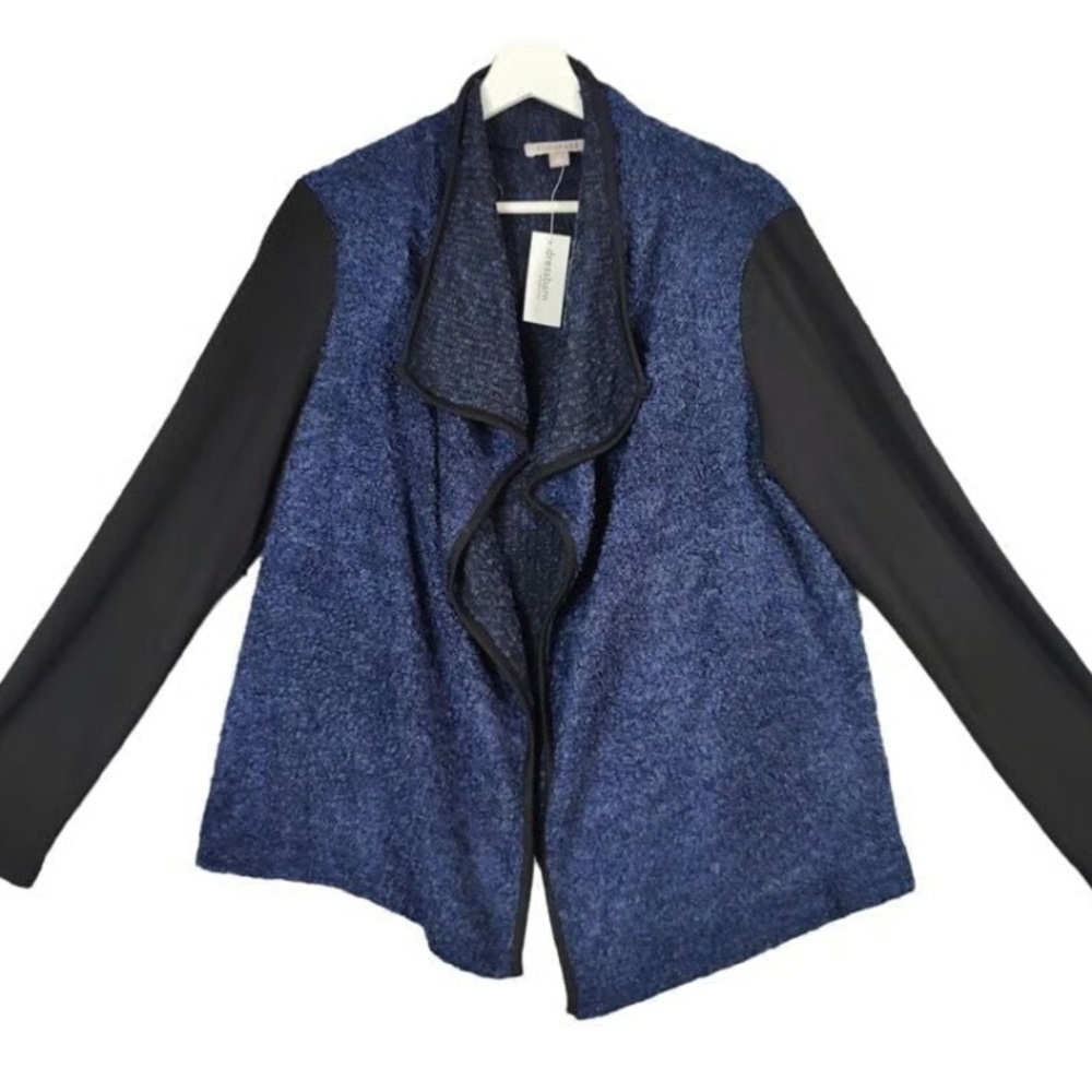 ROZ & ALI Wool Blend Cardigan Women Size M Open Front Waterfall Knit Fall NEW